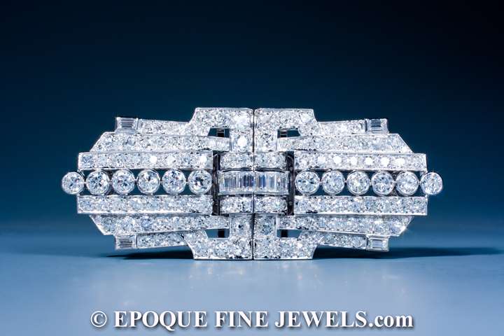An impressive Art Deco double clip brooch